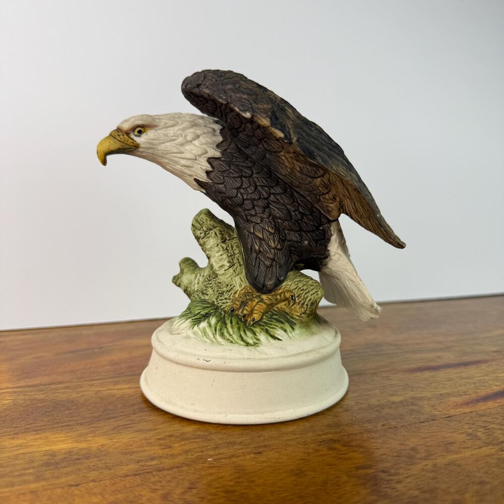 Vintage Bald Eagle Music Box Birds in Flight Americana Figurine